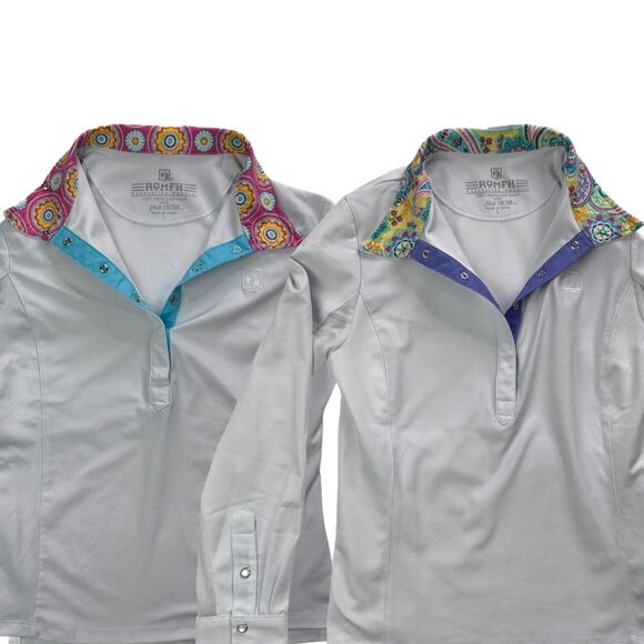 ROMFH Chill Factor Girls Show Shirts L White Floral Collar Lot of 2 - Picture 1 of 12
